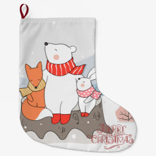 Adorable Forest Animals Large Christmas Stocking