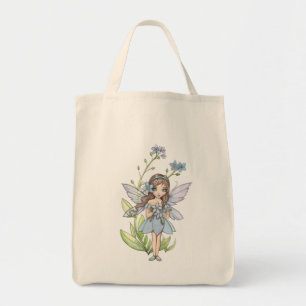Adorable Forget Me Not Flower Fairy Organic Tote Bag