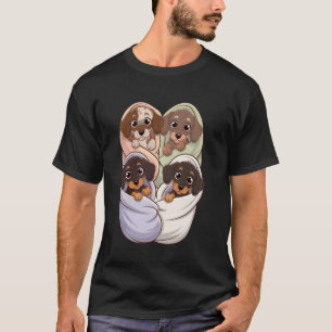 Adorable Four Dachshunds Swaddle Funny Baby Dog Gr T-Shirt