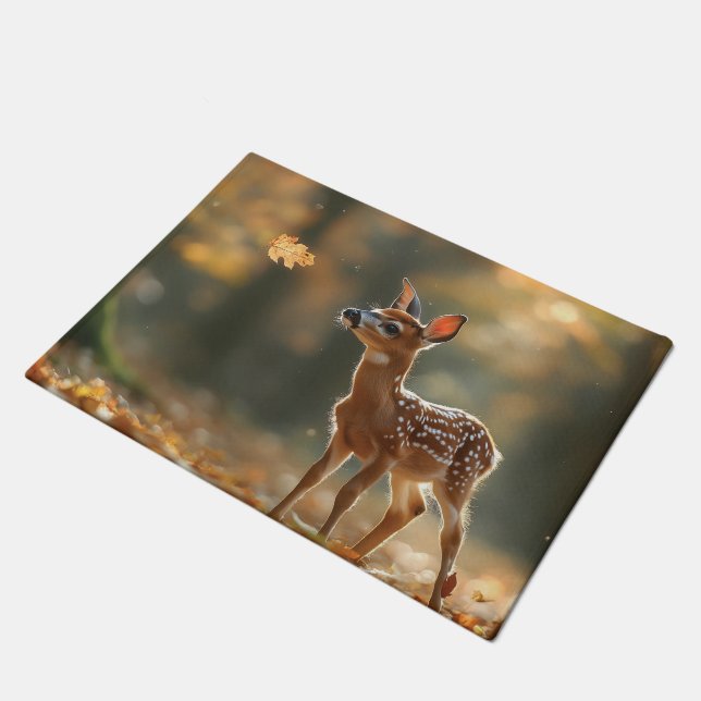 Adorable Fowl Watching a Falling Leaf in a Serene  Doormat (Angled)