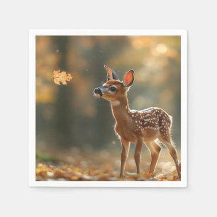 Adorable Fowl Watching a Falling Leaf in a Serene Napkin
