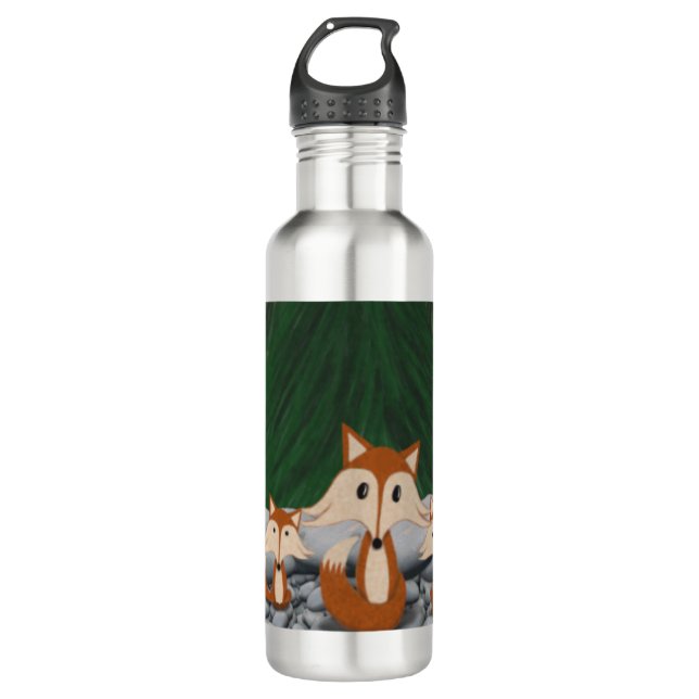 Adorable Fox Family 710 Ml Water Bottle (Front)