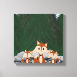 Adorable Fox Family Canvas Print