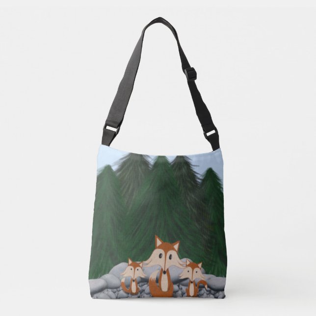 Adorable Fox Family Crossbody Bag (Front)
