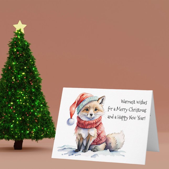 Adorable Fox in Festive Christmas Winter Sweater  Card (Creator Uploaded)