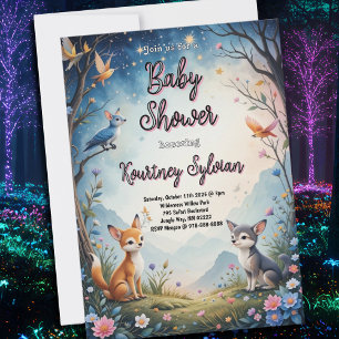 Adorable Fox Kits Woodland Baby Shower Invitation