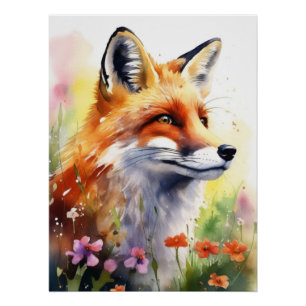 Adorable Fox Portrait Art Poster