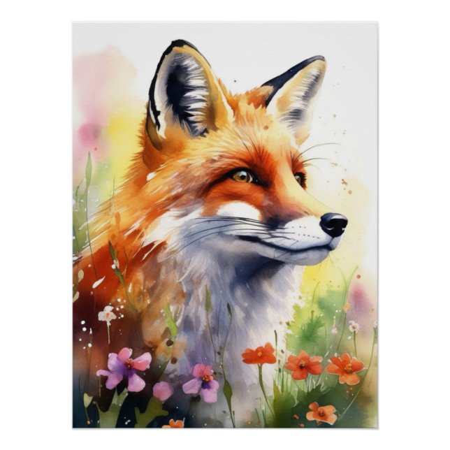 Adorable Fox  Portrait Art  Poster (Front)