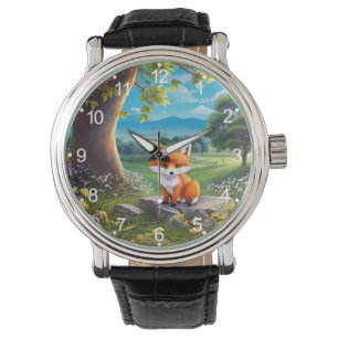 Adorable Fox Sitting Under Tree-68563 Watch