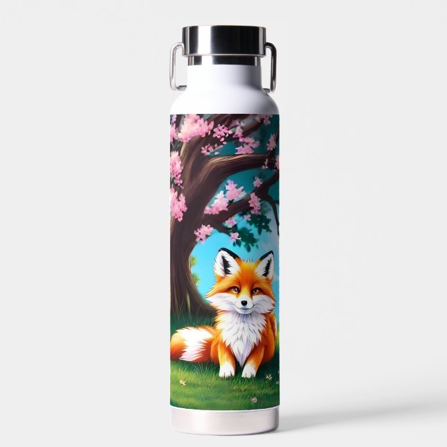 Adorable Fox Sitting Under Tree-68563 Water Bottle (Front)