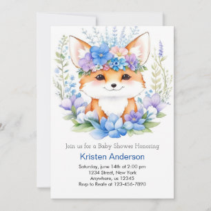 Adorable Fox Whimsical Boy Baby Shower Invitation