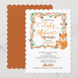 Adorable Fox Woodland Baby Shower Invitation