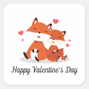 Adorable Foxes Couple Valentine   Sticker Seal