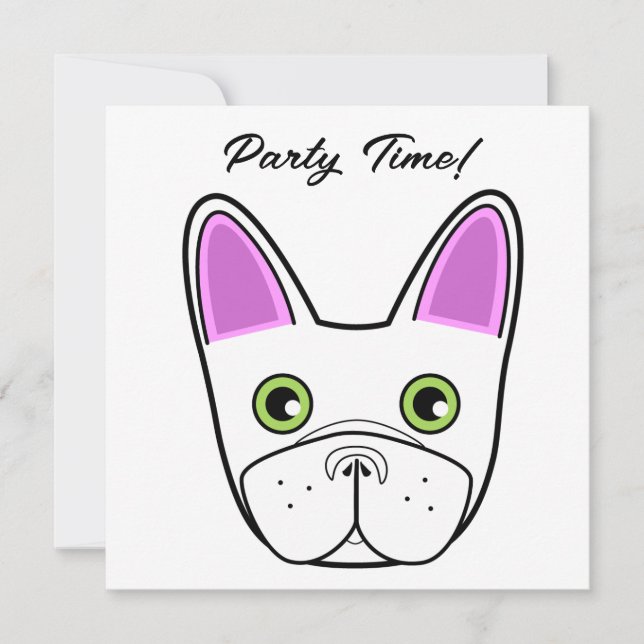 Adorable French Bulldog Face Birthday  Invitation (Front)