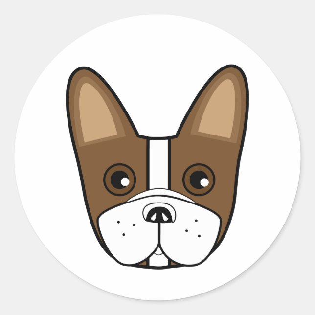 Adorable French Bulldog Face Classic Round Sticker (Front)