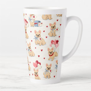 Adorable French Bulldog mug with hearts.