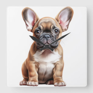 ADORABLE FRENCH BULLDOG PUPPY DOG SQUARE WALL CLOCK