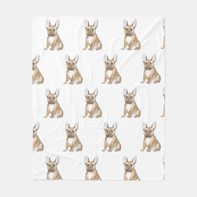 Adorable french bulldog puppy fleece blanket (Front)