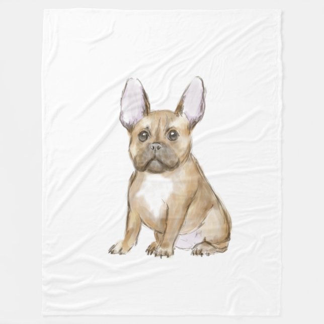 Adorable french bulldog puppy fleece blanket (Front)