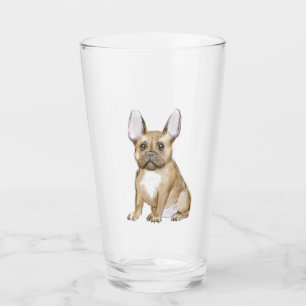 Adorable french bulldog puppy glass