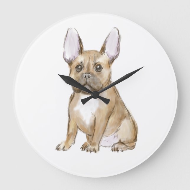 Adorable french bulldog puppy large clock (Front)
