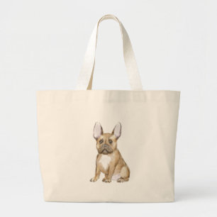 Adorable french bulldog puppy large tote bag