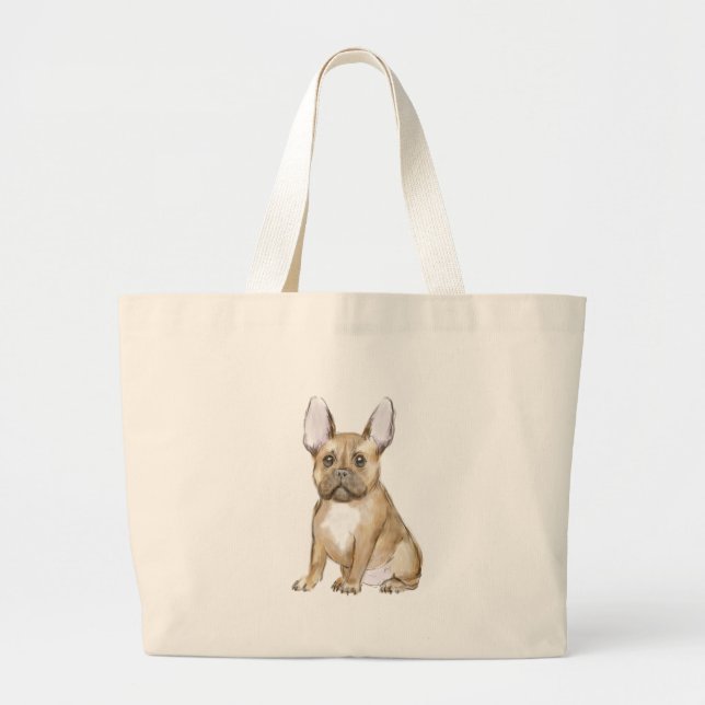 Adorable french bulldog puppy large tote bag (Front)