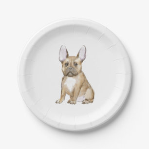 Adorable french bulldog puppy paper plate