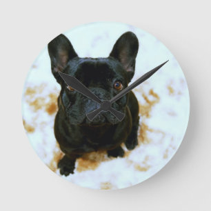 Adorable French Bulldog Puppy! Round Clock