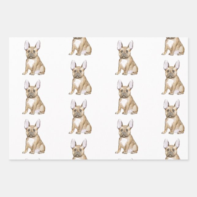 Adorable french bulldog puppy wrapping paper sheet (Front)