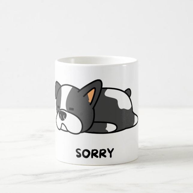 Adorable French bulldog "sorry" Mug (Center)