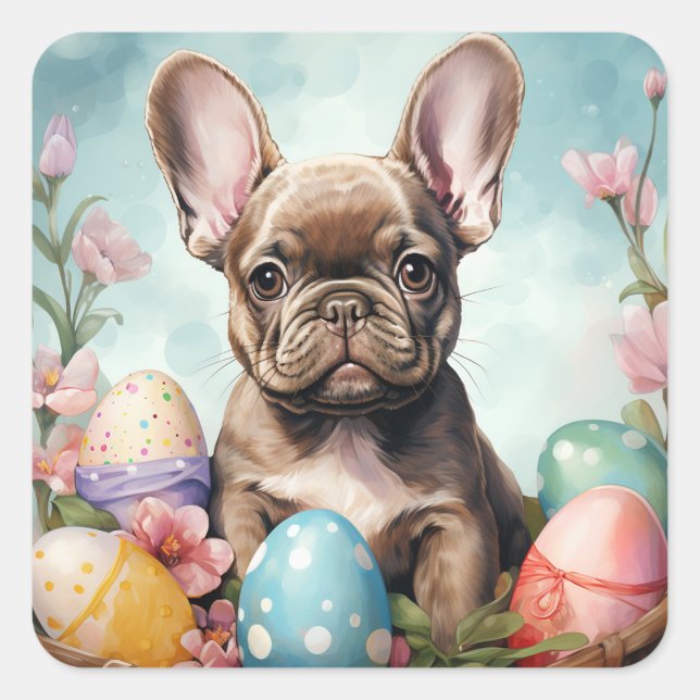 Adorable French Bulldog Square Sticker (Front)