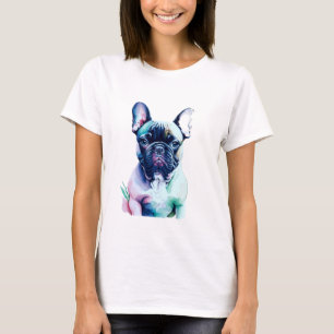 Adorable French Bulldog Watercolor Painting T-Shirt