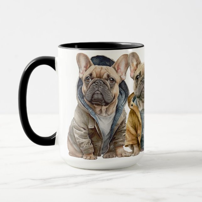 ADORABLE FRENCH BULLDOGS WITH SWEATERS MUG (Left)