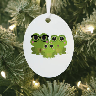 Adorable Frog Family Metal Tree Decoration