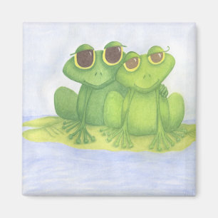 Adorable Frog Lovers Illustration Magnet