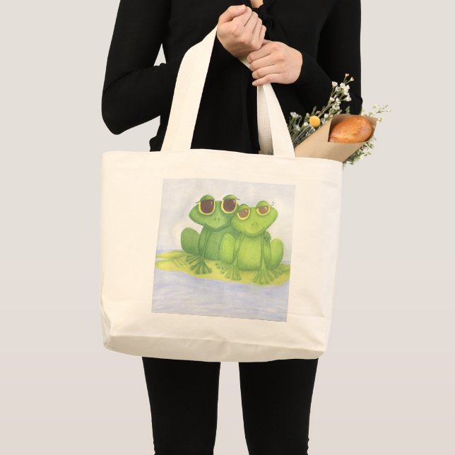 Adorable Frog Lovers Large Tote Bag (Front (Product))