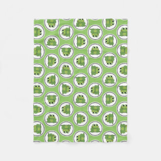 Adorable Frog Pattern Apple Green Fleece Blanket