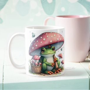 Adorable Frog Under Mushroom Umbrella Coffee Mug