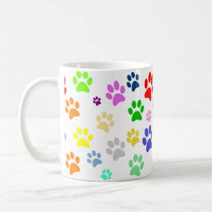 Adorable Fun and Colourful Pet Paws Print Pattern Coffee Mug