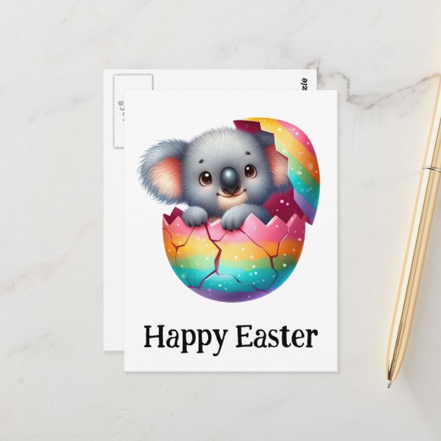 Adorable Funny Cute Easter Baby Koala Bear Postcard (Front/Back In Situ)