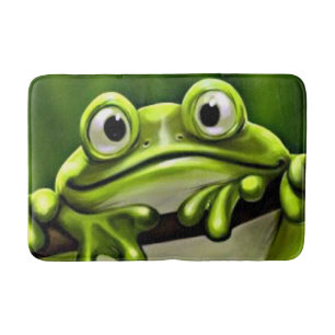 Adorable Funny Cute Green Frog In Tree Bath Mat