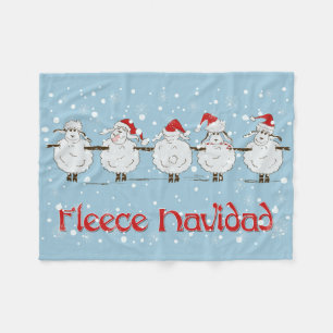 Adorable FUNNY Fleece Navidad Christmas Sheep Blanket