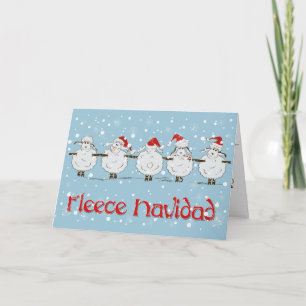 Adorable FUNNY Fleece Navidad Christmas Sheep Holiday Card