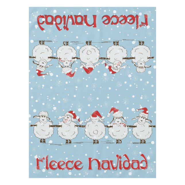 Adorable FUNNY Fleece Navidad Christmas Sheep Tablecloth (Front)