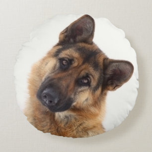 Adorable funny german shepherd portrait round cushion