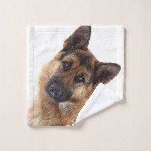 Adorable funny german shepherd portrait wash cloth