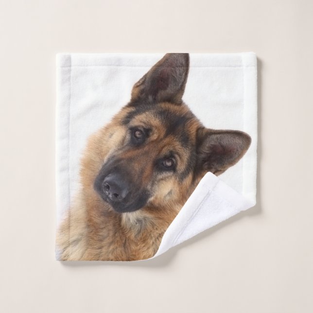 Adorable funny german shepherd portrait wash cloth (Wash Cloth)