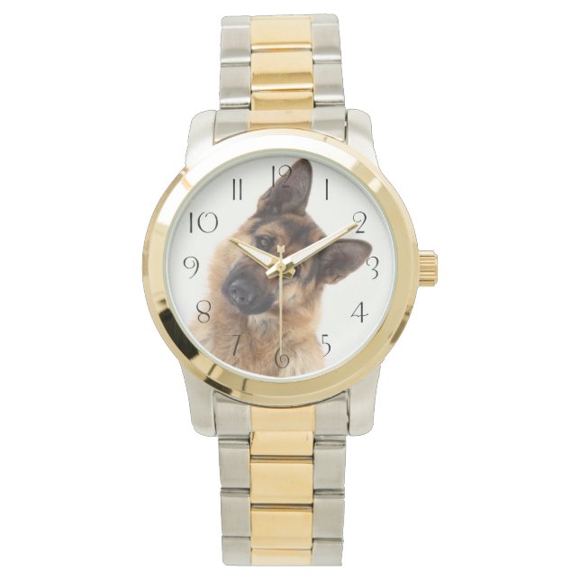 Adorable funny german shepherd portrait watch (Front)