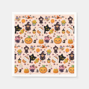 Adorable Funny Kawaii Halloween Pattern Napkin